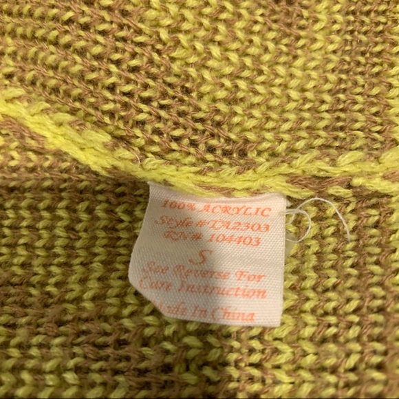 Pearl yellow and brown open cardigan sweater size small - Picture 4 of 7